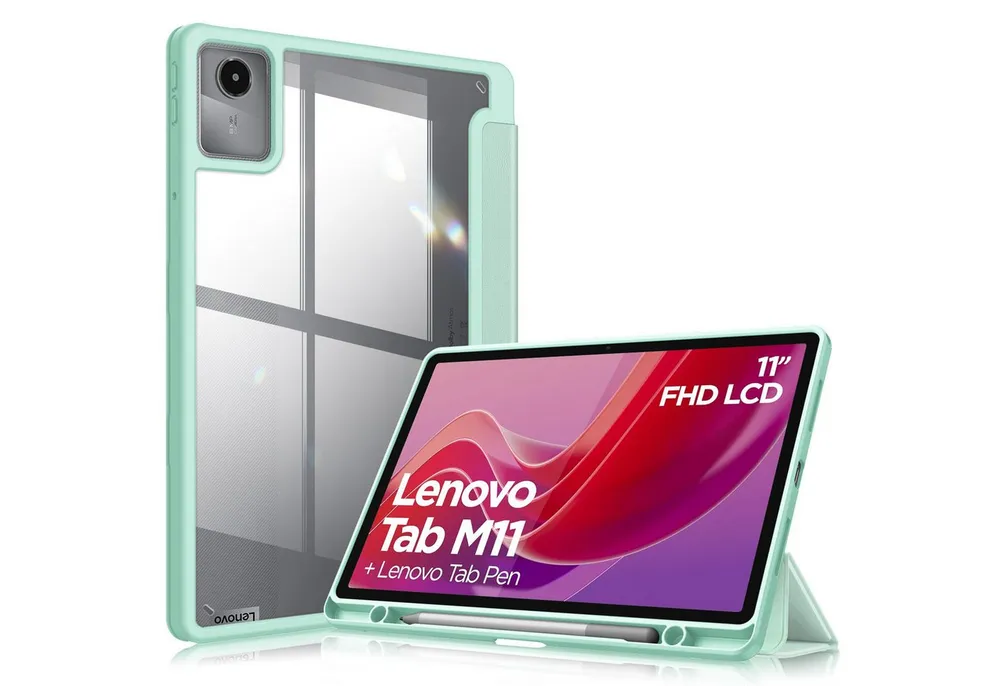 Fintie Tablet-Hülle mit Stifthalter für Lenovo Tab M11(TB330) 11 Zoll 2024, Stoßfest Hülle, mit transparenter Hartschale, Nicht für Lenovo Tab P11 11 Zoll