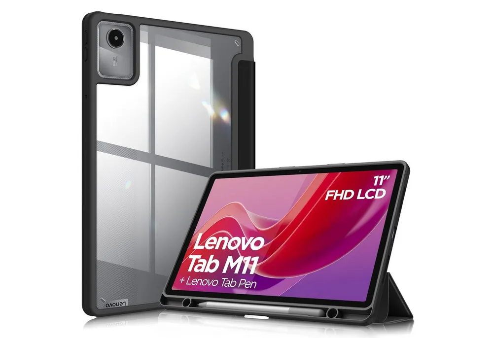 Fintie Tablet-Hülle mit Stifthalter für Lenovo Tab M11(TB330) 11 Zoll 2024, Stoßfest Hülle, mit transparenter Hartschale, Nicht für Lenovo Tab P11 11 Zoll