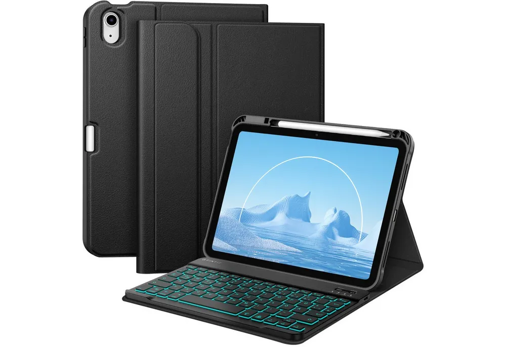 Fintie Tablet-Hülle mit Tastatur für iPad 11 Generation 2025 11'', iPad 10 Gen 2022 10.9'' 11 Zoll/10.9 Zoll, 7-farbige Hintergrundbeleuchtung, Magnetische Bluetooth-Keyboard