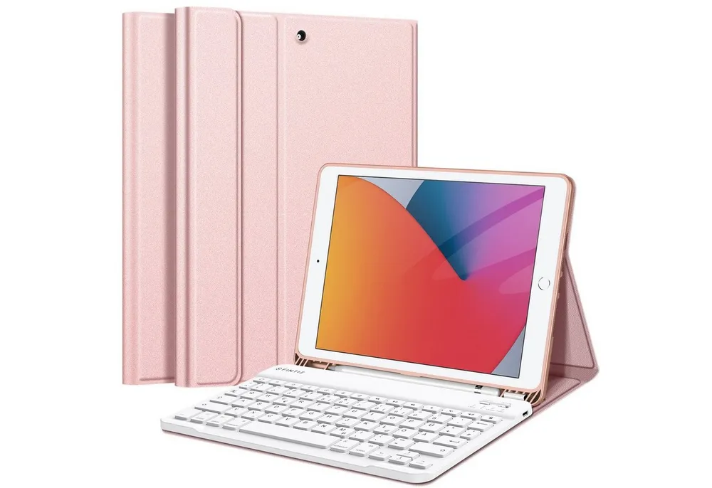Fintie Tablet-Hülle mit Tastatur für iPad 10.2 Zoll(9/ 8/ 7 Generation - 2021/2020/2019), Soft TPU Case mit Pencil Halter, magnetisch Tastatur mit QWERTZ Layout