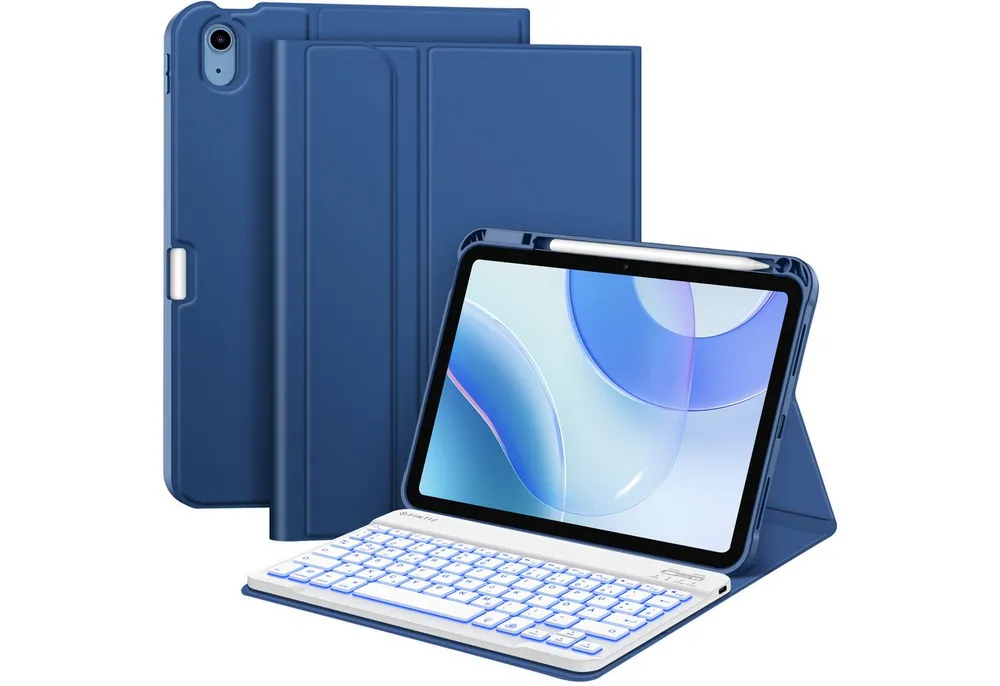Fintie Tablet-Hülle mit Tastatur für iPad 11 Generation 2025 11'', iPad 10 Gen 2022 10.9'' 11 Zoll/10.9 Zoll, 7-farbige Hintergrundbeleuchtung, Magnetische Bluetooth-Keyboard