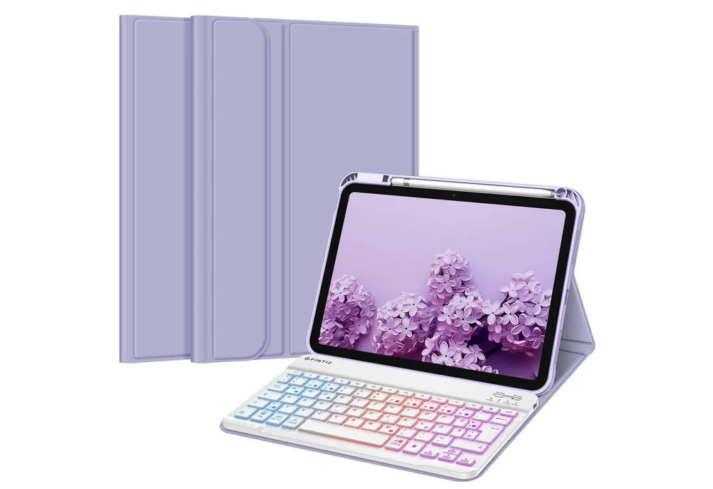 Fintie Tablet-Hülle mit Tastatur für iPad 11 Generation 2025 11'', iPad 10 Gen 2022 10.9'' 11 Zoll/10.9 Zoll, 7-farbige Hintergrundbeleuchtung, Magnetische Bluetooth-Keyboard