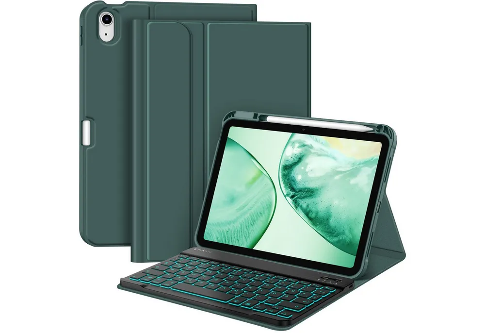Fintie Tablet-Hülle mit Tastatur für iPad 11 Generation 2025 11'', iPad 10 Gen 2022 10.9'' 11 Zoll/10.9 Zoll, 7-farbige Hintergrundbeleuchtung, Magnetische Bluetooth-Keyboard