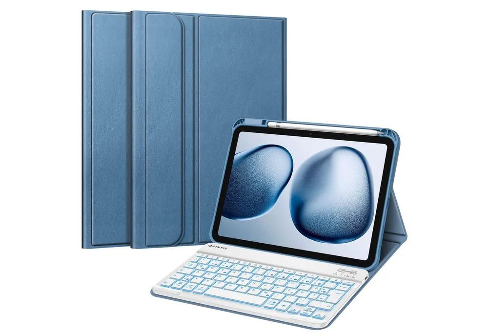 Fintie Tablet-Hülle mit Tastatur für iPad 11 Generation 2025 11'', iPad 10 Gen 2022 10.9'' 11 Zoll/10.9 Zoll, 7-farbige Hintergrundbeleuchtung, Magnetische Bluetooth-Keyboard