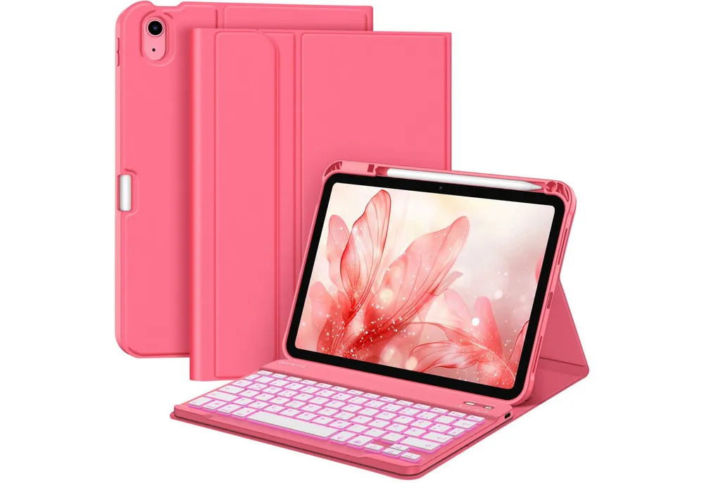 Fintie Tablet-Hülle mit Tastatur für iPad 11 Generation 2025 11'', iPad 10 Gen 2022 10.9'' 11 Zoll/10.9 Zoll, 7-farbige Hintergrundbeleuchtung, Magnetische Bluetooth-Keyboard