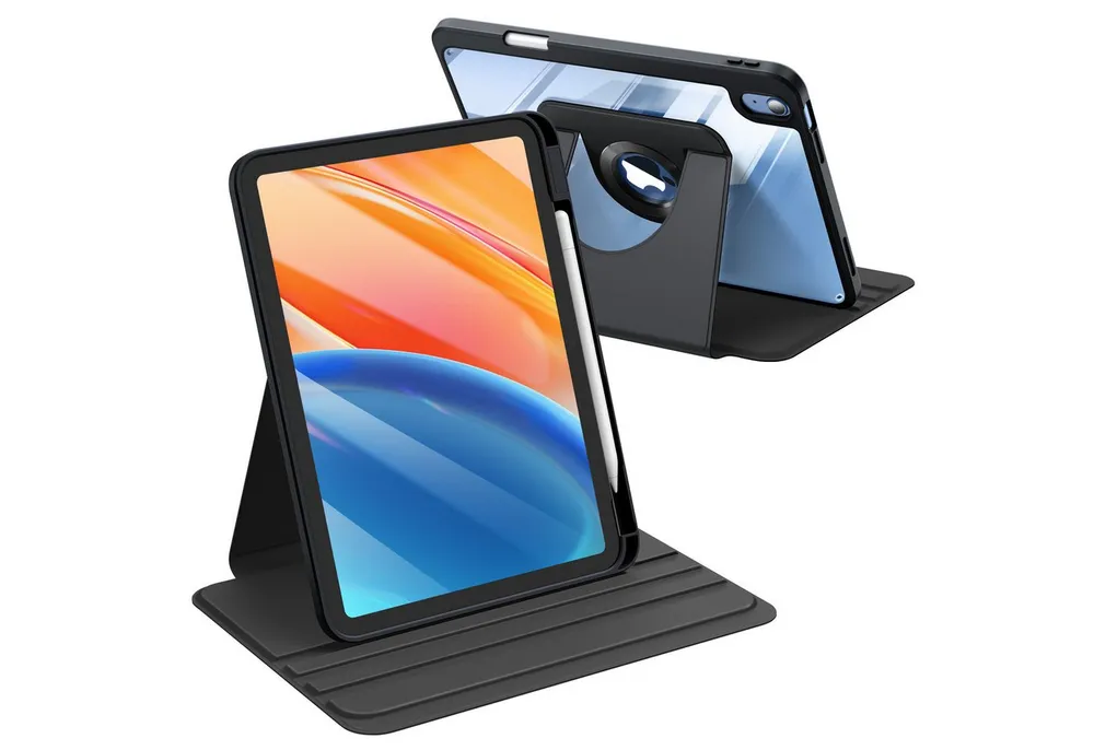 Fintie Tablet-Hülle Rotierende Hülle für iPad (A16) 11./10. Generation 2025/2022, 360 Grad Drehbare Hülle mit Stifthalter, Transparente Acryl-Rückseite