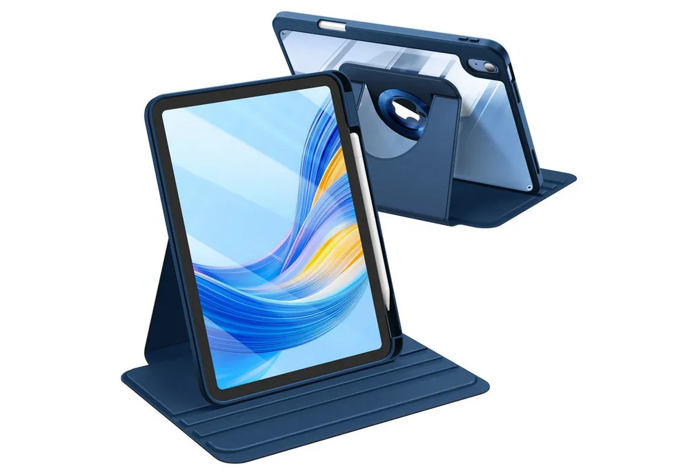 Fintie Tablet-Hülle Rotierende Hülle für iPad (A16) 11./10. Generation 2025/2022, 360 Grad Drehbare Hülle mit Stifthalter, Transparente Acryl-Rückseite