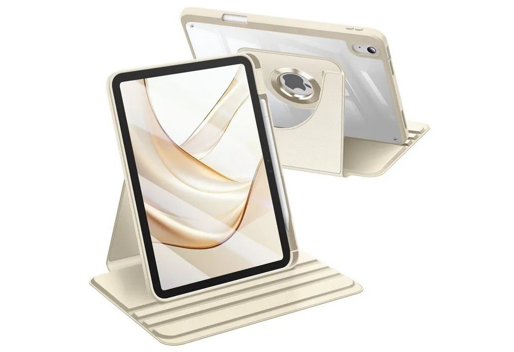 Fintie Tablet-Hülle Rotierende Hülle für iPad (A16) 11./10. Generation 2025/2022, 360 Grad Drehbare Hülle mit Stifthalter, Transparente Acryl-Rückseite