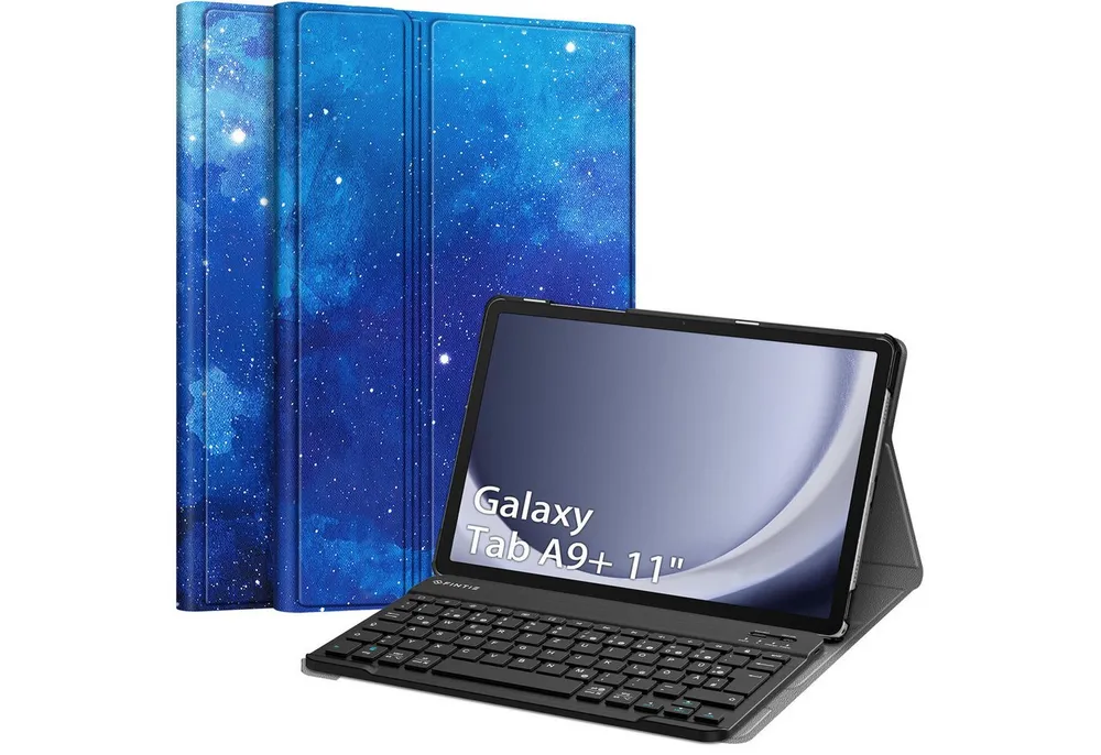 Fintie Tablet-Hülle +Tastatur für Samsung Galaxy Tab A11+ Plus 11" 2025/A9+ Plus 11'' 2023, Keyboard Cover mit Magnetisch Abnehmbarer Deutscher Bluetooth Tastatur