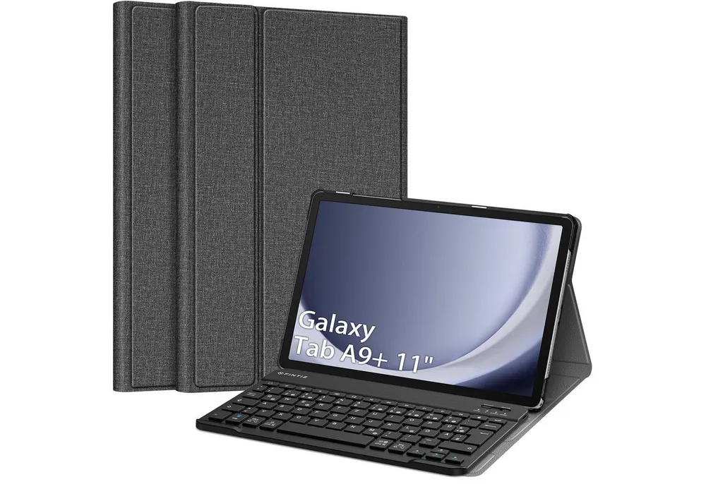 Fintie Tablet-Hülle +Tastatur für Samsung Galaxy Tab A11+ Plus 11" 2025/A9+ Plus 11'' 2023, Keyboard Cover mit Magnetisch Abnehmbarer Deutscher Bluetooth Tastatur