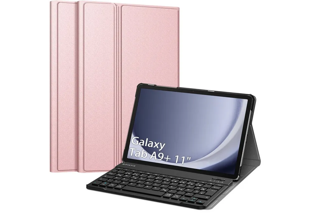 Fintie Tablet-Hülle +Tastatur für Samsung Galaxy Tab A11+ Plus 11" 2025/A9+ Plus 11'' 2023, Keyboard Cover mit Magnetisch Abnehmbarer Deutscher Bluetooth Tastatur