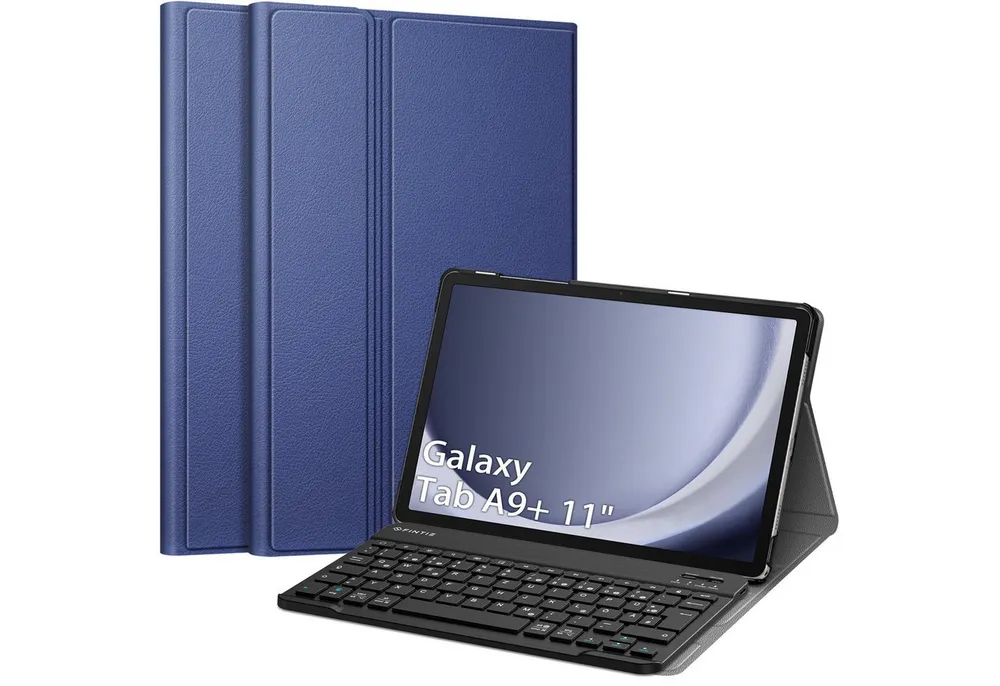 Fintie Tablet-Hülle +Tastatur für Samsung Galaxy Tab A11+ Plus 11" 2025/A9+ Plus 11'' 2023, Keyboard Cover mit Magnetisch Abnehmbarer Deutscher Bluetooth Tastatur