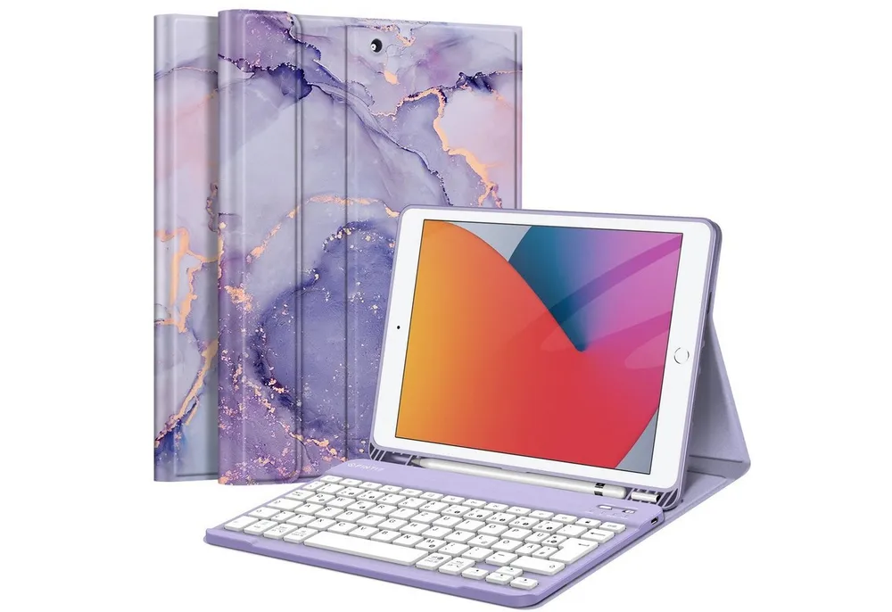 Fintie Tablet-Hülle Tastatur TPU Hülle für iPad 10.2 Zoll(9/8/7 Generation-2021/2020/2019), mit Pencil Halter und magnetisch Tastatur mit QWERTZ Layout