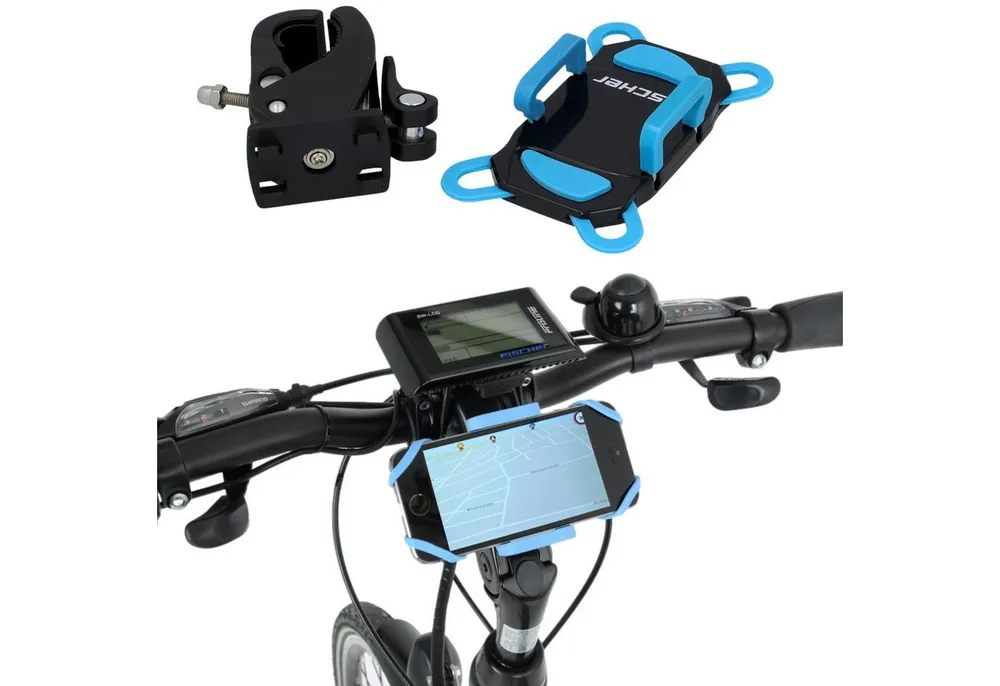 FISCHER Fahrrad Smartphone-Halterung Universal Fahrradhalterung Lenker-Halter, (bis 6.7 Zoll, Universell für Smartphone iPhone 4" bis 6,7" auch eBike eScooter)