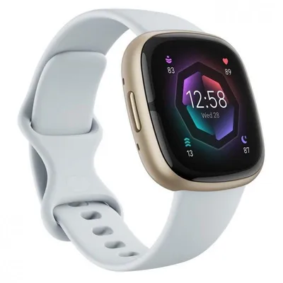 Fitbit Sense 2 Bluetooth GPS NFC 40,5mm Digital Blau Gold S/L Wasserdicht SpO2 Puls Schlaf Blutdruck