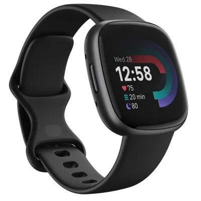 Fitbit Versa 4 Bluetooth GPS NFC 40,5mm Digital Graphit Schwarz S/L Wasserdicht SpO2 Herzfrequenz