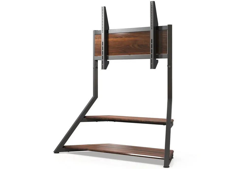 FITUEYES TV-Ständer Großformat-TV-Halterung mit Ablagen, 75–100 Zoll, höhenverstellbar, (bis 100 Zoll, aus verstärktem Stahl und MDF)