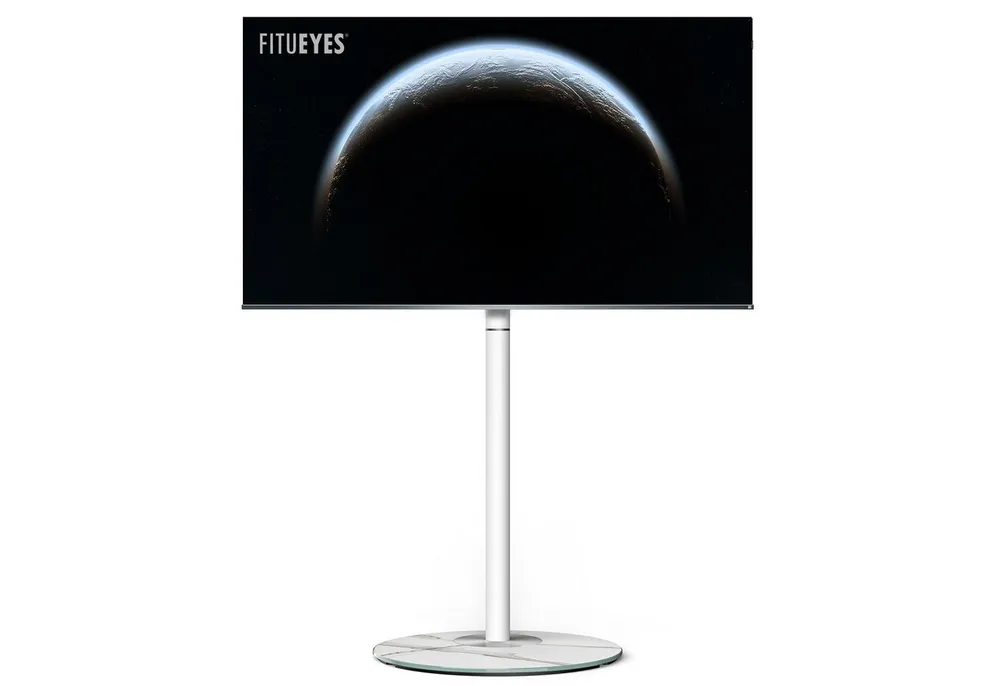 FITUEYES TV-Ständer höhenverstellbar, ±20° schwenkbar, 32 60 Zoll, (bis 60,00 Zoll, mit Kabelmanagement, aus Metall, Glas)