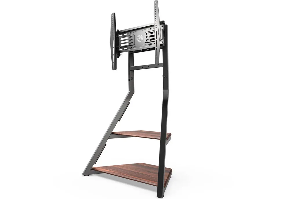 FITUEYES TV-Ständer mobile TV-Halterung mit Rädern, Ablagen, 32-65 Zoll, (bis 65,00 Zoll, höhenverstellbar, ±15° schwenkbar, 5° bis -15° neigbar)