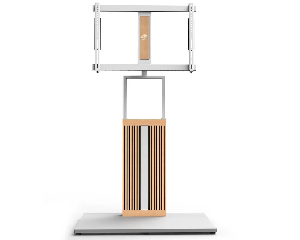 FITUEYES TV-Ständer TV-Standfuß mit verstellbarer Ablage, 55-88 Zoll, (bis 88,00 Zoll, höhenverstellbar, ±30° schwenkbar, aus Buchenholz)