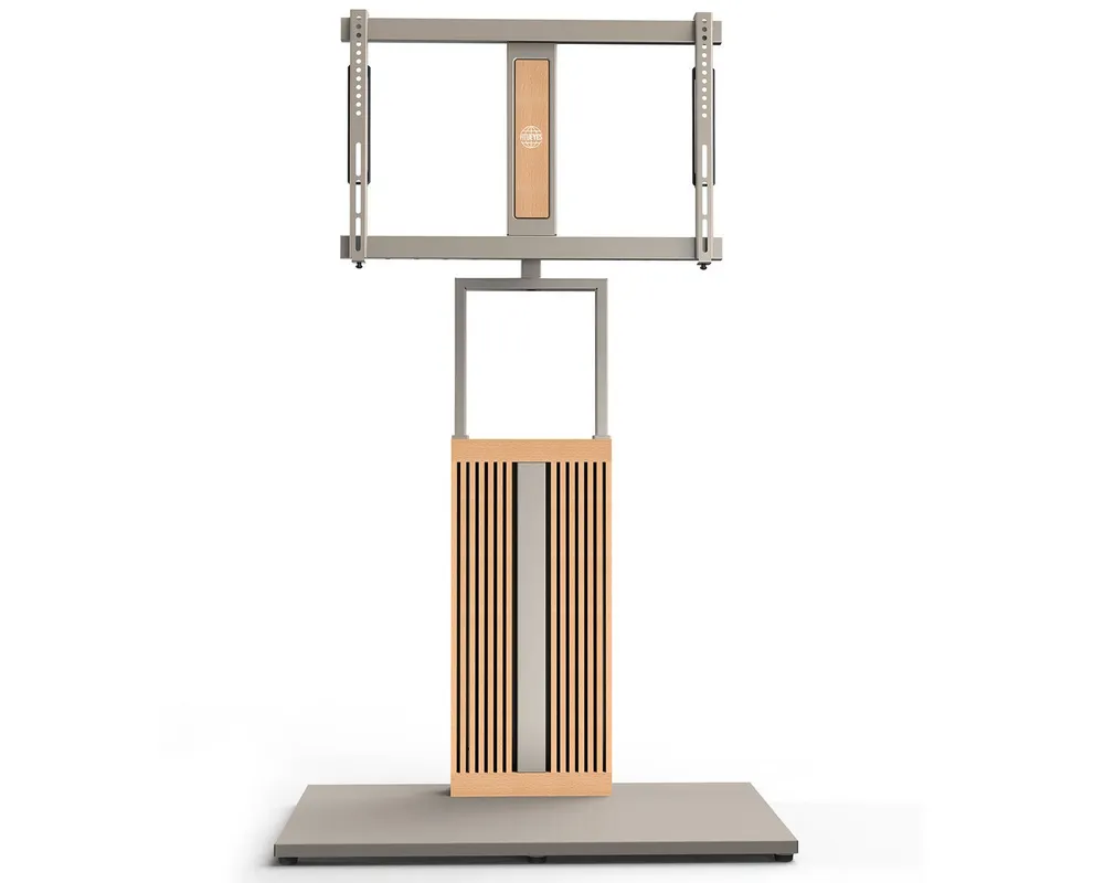 FITUEYES TV-Ständer TV-Standfuß mit verstellbarer Ablage, 55-88 Zoll, (bis 88,00 Zoll, höhenverstellbar, ±30° schwenkbar, aus Buchenholz)