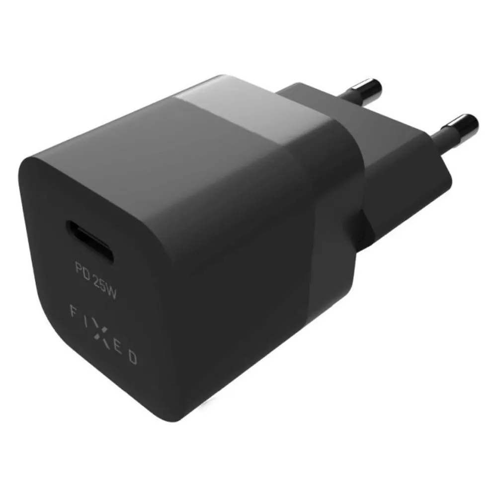 Fixed Mini 25W Netzladegerät mit USB-C-Ausgang und PD-Unterstützung schwarz