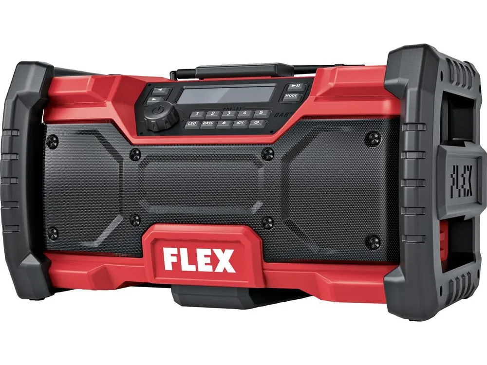 Flex Digitale Bauradio mit DAB+, Bluetooth, Bas-Boost und Batterieanzeige