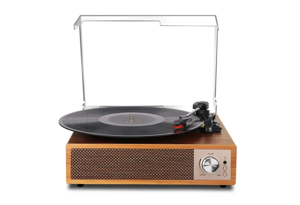 Fofile Bluetooth 5.4 Schallplattenspieler mit 2 Stereo-Lautsprecher 3-Gang Plattenspieler (Vinyl Player, unterstützt Kopfhörer/AUX-Eingang/RCA-Ausgang/USB)