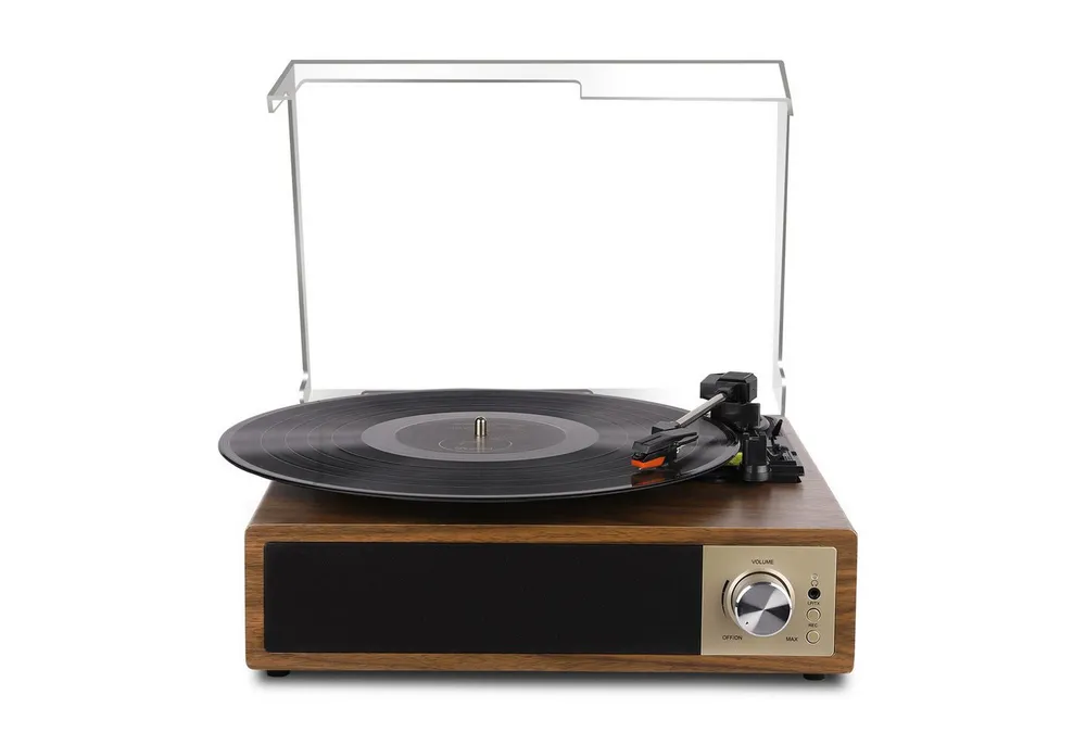 Fofile Bluetooth 5.4 Schallplattenspieler mit 2 Stereo-Lautsprecher 3-Gang Plattenspieler (Vinyl Player, unterstützt Kopfhörer/AUX-Eingang/RCA-Ausgang/USB)