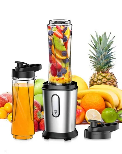 Fofile Standmixer Smoothie Maker Mixer 22.000 U/min mit 2x 600ml Becher, 500 W, BPA-frei, 304 Edelstahl Klingen, Motorbasis mit rutschfesten Pads
