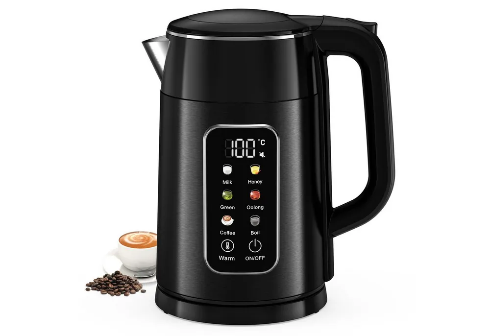 Fofile Wasserkocher 1,7L 2200W Edelstahl Wasserkocher mit Temperatureinstellung, 2200 W, 40°-100°C einstellbar, 2 Stunden Warmhaltefunktion