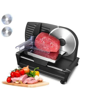 FOHERE Allesschneider Multifunktions-Allesschneider, 200W mit 2 Edelstahlklingen 190 mm, 200 W, Innenliegender Schalter und rutschfester Saugnapf