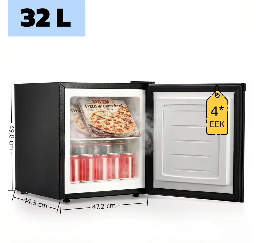 FOHERE Gefrierschrank BD-32, 49.8 cm hoch, 47.3 cm breit, Türanschlag, verstellbare Füße und herausnehmbare Einlegeböden