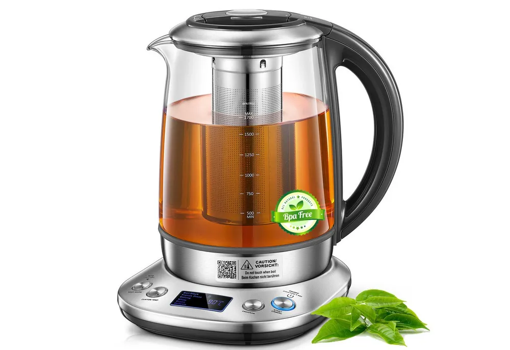 FOHERE Wasserkocher mit Temperatureinstellung 6 Voreinstellungen und Warmhaltefunktion, 1.7 l, 2200 W, mit 10-Minuten-Speicherfunktion
