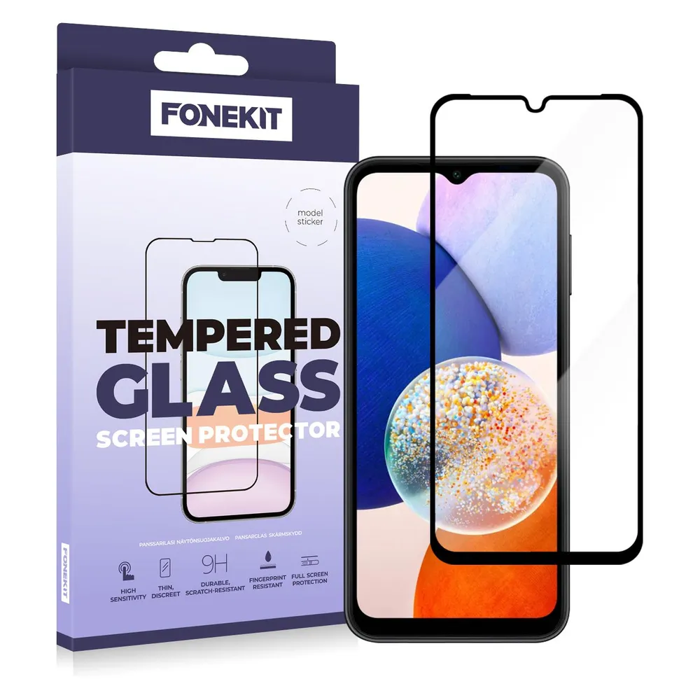 FoneKit Full Cover -panssarilasi, Samsung Galaxy A15, musta