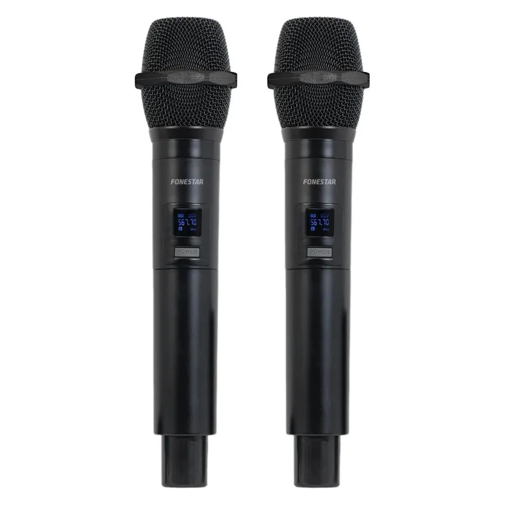 Doppelhandmikrofon UHF Fonestar SONAIR-2M Kabellos 30m Reichweite LCD-Anzeige Doppel-Empfänger