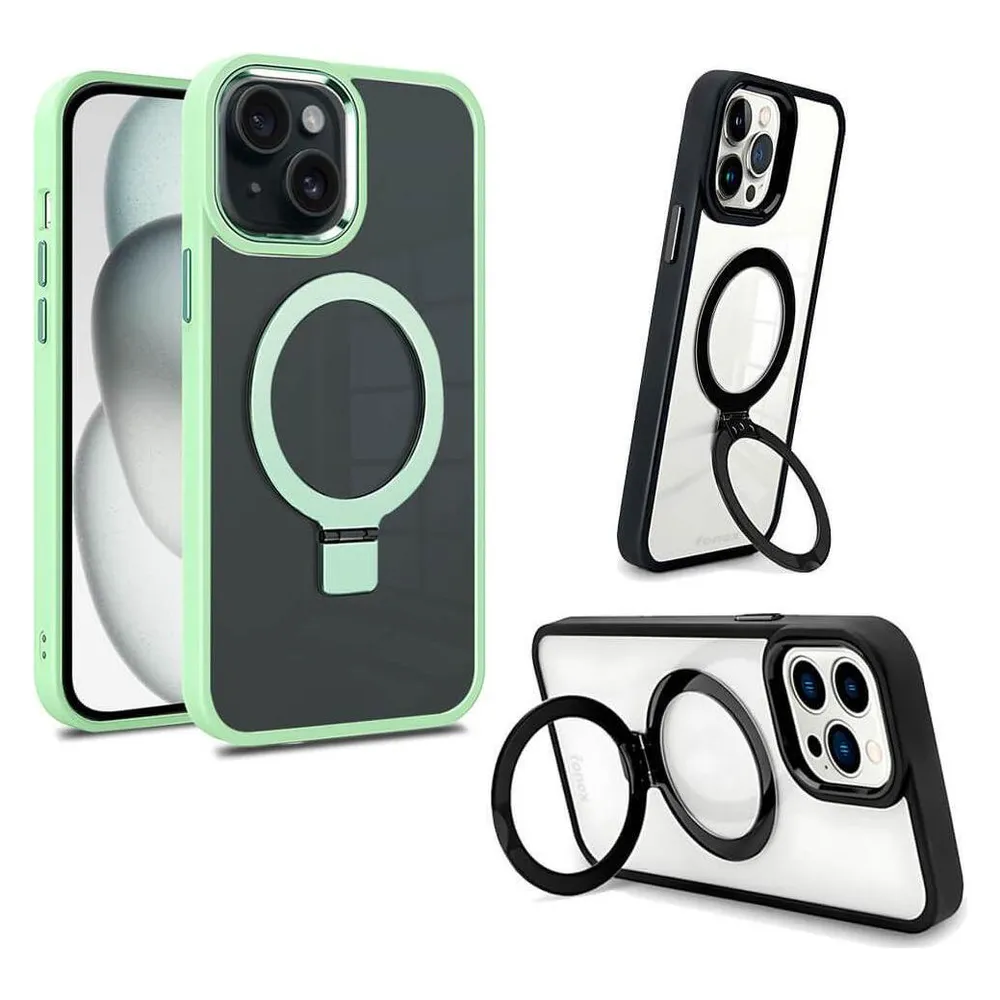 Fongex iPhone 15 Plus - Fonex Kickstand Hülle mit Magnet grün