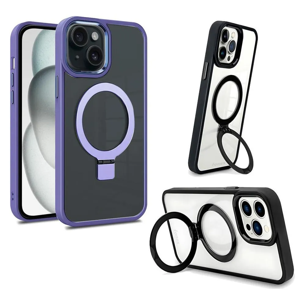 Fongex iPhone 15 Plus - Fonex Kickstand Hülle mit Magnet violett
