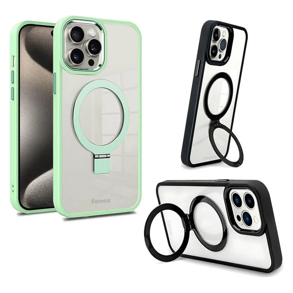 Fongex iPhone 15 Pro Max - Fonex Kickstand Hülle mit Magnet grün