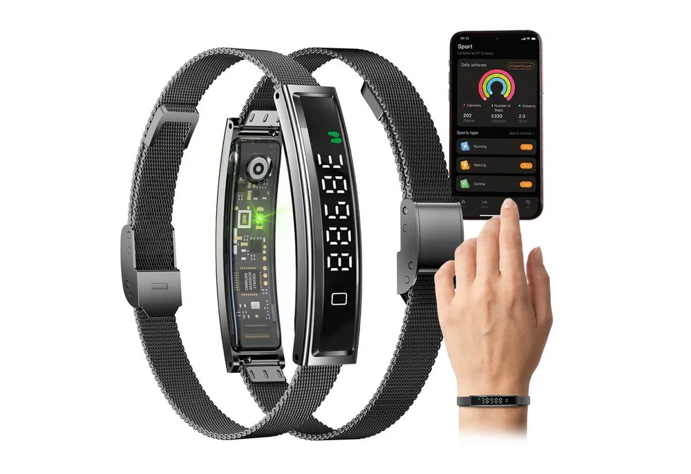 fontastic Fitness-Tracker Luxis Smart Armband mit Pulsmesser, Schlaftracker & App (Fitness Tracker, Magnet-Ladekabel, Silikon Wechselarmband), Fitness Tracker, Herzfrequenz, Schlafanalyse, Bluetooth