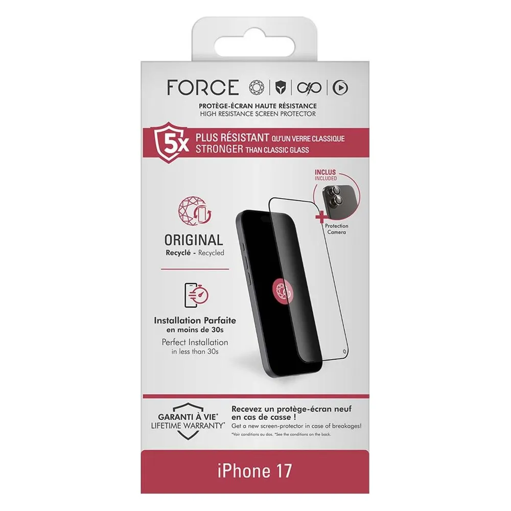 Force Glass CeramicShield 2.5D Schutzfolien-Set für iPhone 17/16 Pro