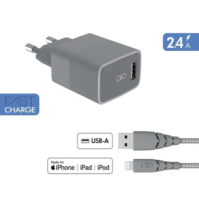 USB-A Lightning Kabel FORCE POWER FPCSCBLAMFI1.2MRG 1,2 m 2,4A Schnellladung Grau