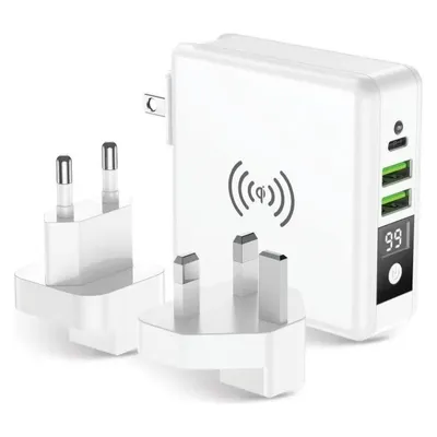 Forcell 4in1 15W Reiseset, kabelloses USB-C-Wandladegerät mit Powerbank 8000 mAh