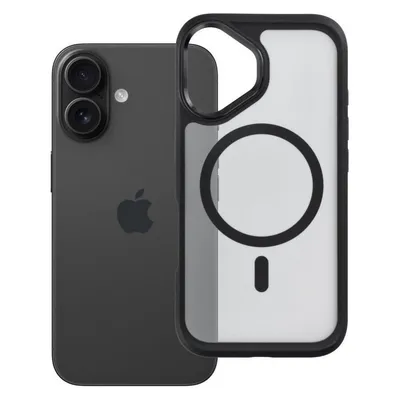 Forcell Hülle für das iPhone 16 „F-Protect Smoke Hybrid Premium“, MagSafe-kompatibel, schwarz