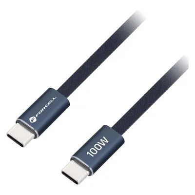 Forcell USB-C-zu-USB-C-Kabel F-Energy QC4.0 PD 5 A 100 W Cafule Flat 1,2 m CCFN23 dunkelblau