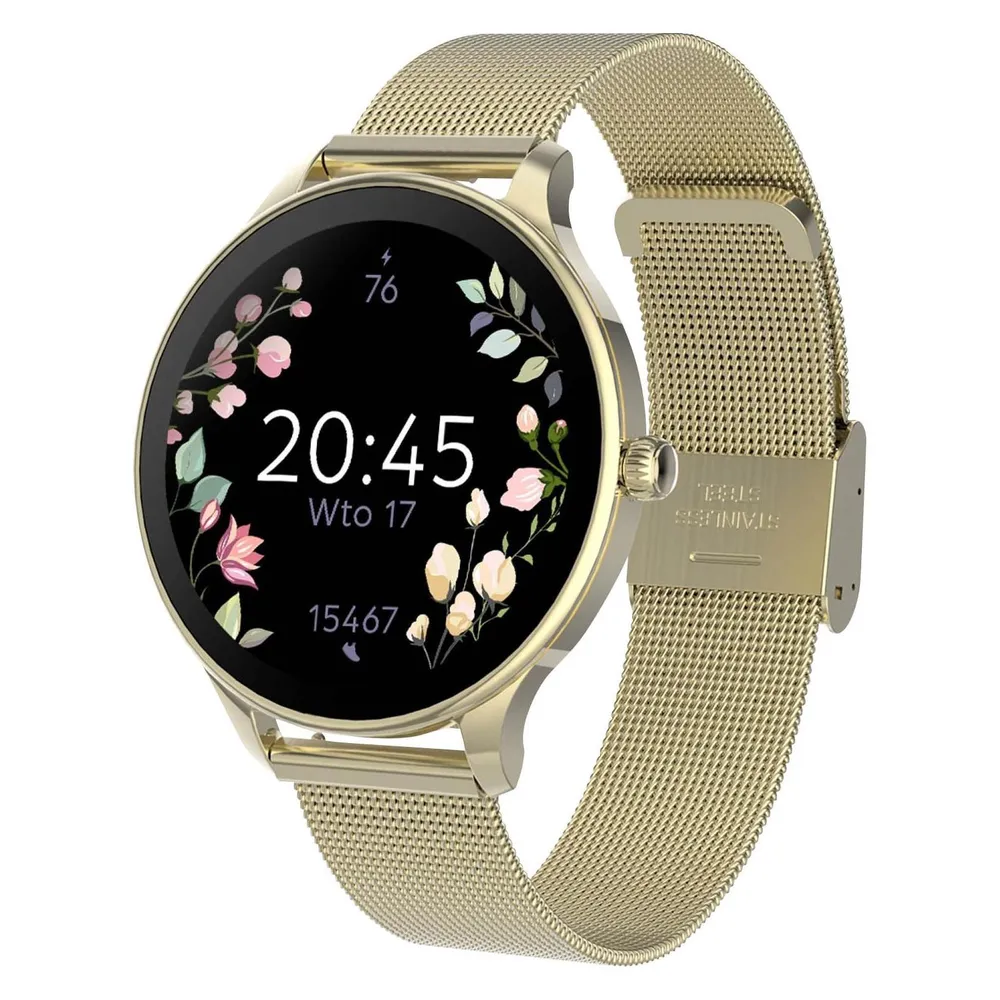 Forever Velora SB-306 Bluetooth 38mm AMOLED Gold IP67 Herzfrequenz Schlafmonitor Damen