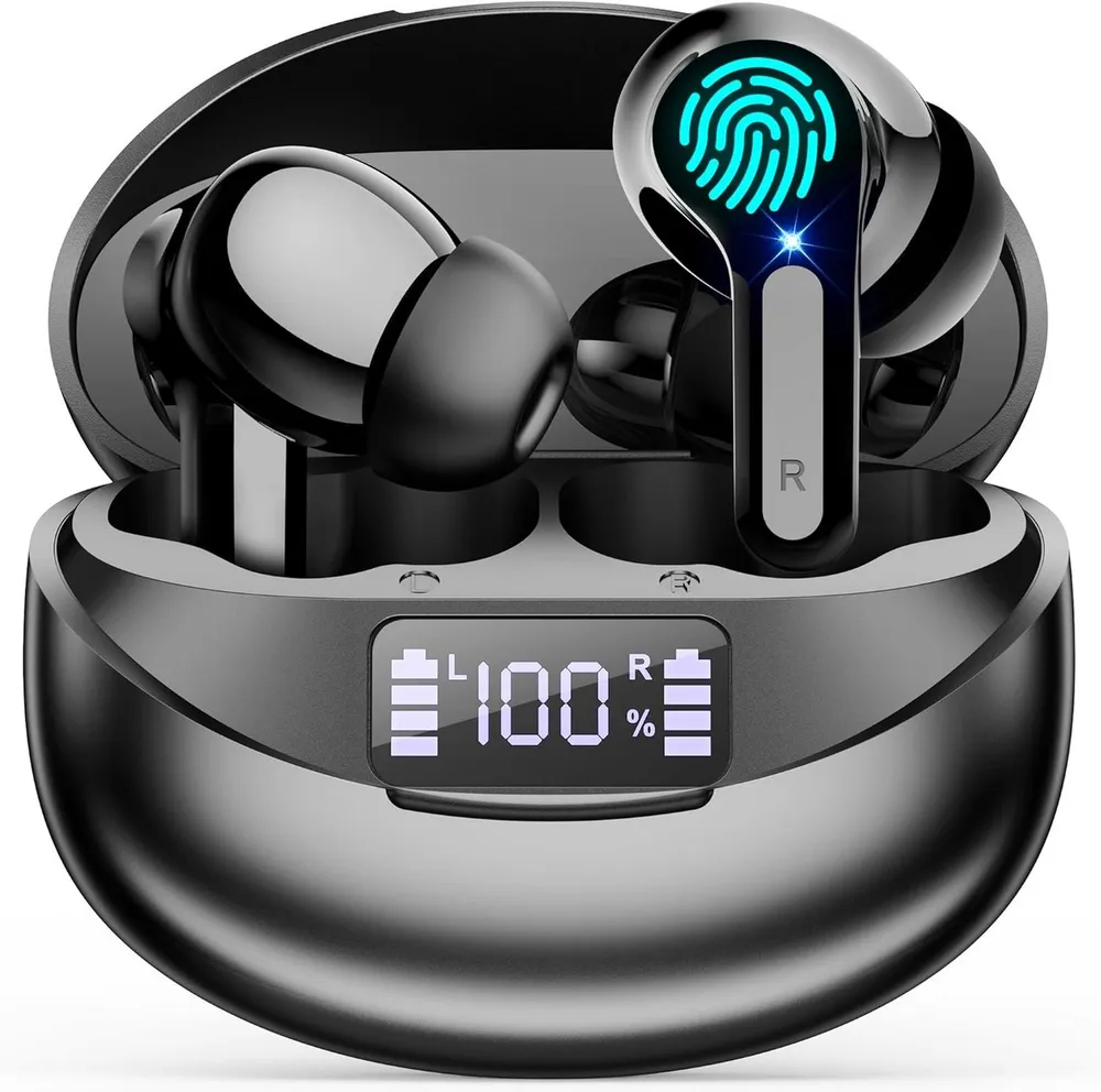 Forrlite 2026 Neue In Ear Kopfhörer, In Ear Ohrhörer, Kopfhörer kabellos Bluetooth-Kopfhörer (Noise Cancelling 50 Std Spielzeit In Ear Kopfhörer mit 6 ENC Noise Cancelling Mics, IP7 Wasserdicht Ohrhörer, Kabellose Kopfhörer mit LED-Anzeige, HiFi Stereo)