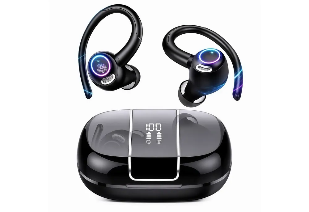 Forrlite Bluetooth Kopfhörer Sport, in Ear Kopfhörer Kabellos Bluetooth 5.3 mit In-Ear-Kopfhörer (HD Mic, Herausragender Sound, 40 Std Spielzeit, Comfort Fit, Dual LED-Anzeige, IP7 Wasserdicht Ohrhörer mit Ohrhaken, Open Ear Kopfhörer, Kopfhörer, TWS In-Ear-Kopfhörer, In Ear Ohrhörer)