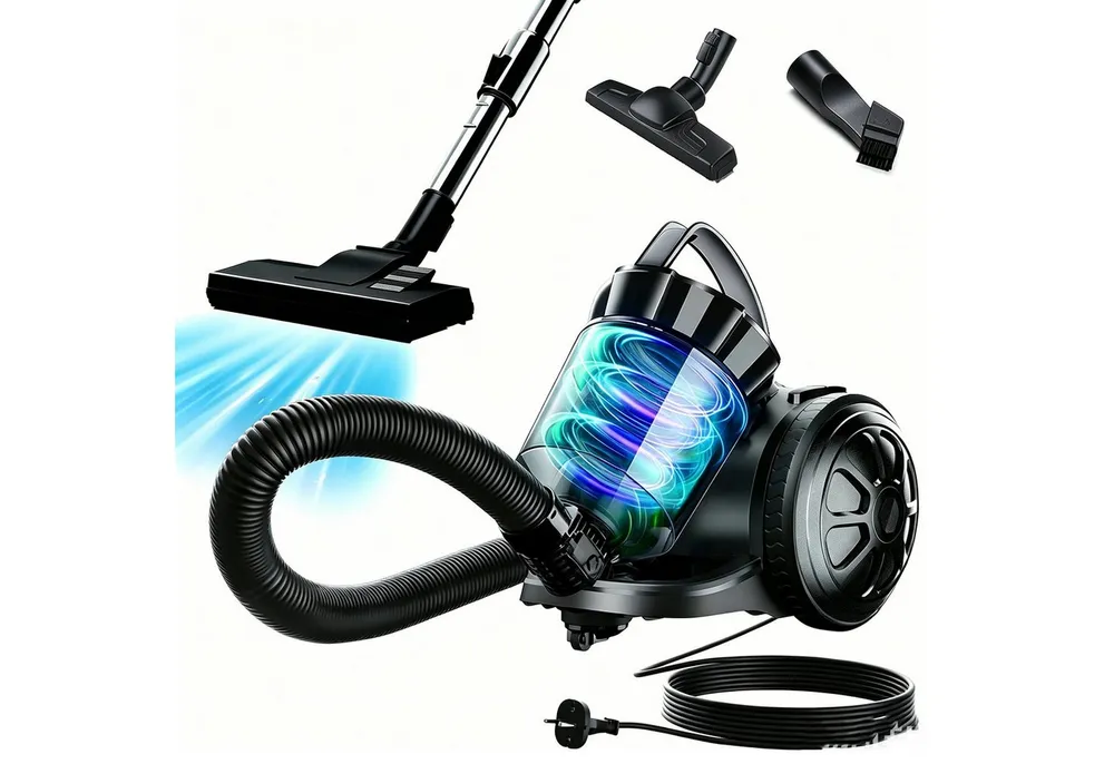 Forrlite Handstaubsauger beutelloser Staubsauger,leichter Staubsauger, Bodenstaubsauger, 900 W, Bodenbürste Möbelbürste Teleskopstiel Schlauch Staubbehälter Staubsauger, HEPA Filter, Bodenstaubsauger,Bodendüse für Fliesen,Hygiene-Filter