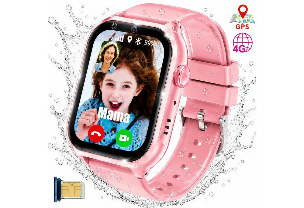 Forrlite Kinderuhr Smartwatch Kinder mit GPS und 4G, Installierbare APP Smartwatch (Smartwatch cm) (1,83 Zoll), 1,83", 8GB, GPS+LES+WiFi, 4G-LTE, IP67, SOS, Bluetooth"